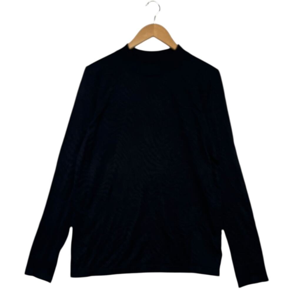 Spanx Top Womens 1X Black Long Sleeve Mock Neck Textured Knit Stretch Minimalist